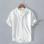 Men’s Linen-Style Button-Up Shirt for Summer Wear – Lightweight Casual Shirt for Holidays, Work and Everyday Outfits