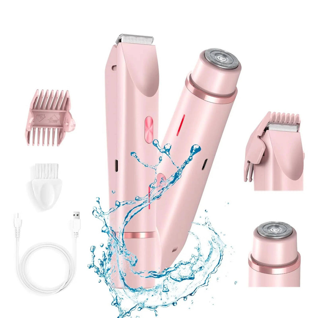 Painless Pubic Hair Trimmer with Dual Heads, Waterproof Design, and Whisper Quiet Operation for Smooth Skin