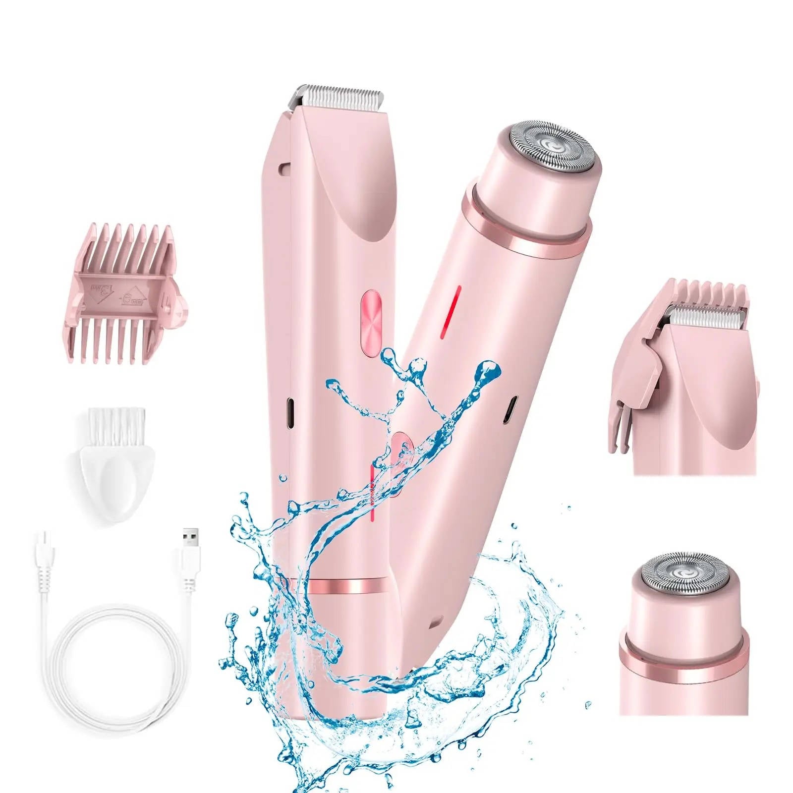 Painless Pubic Hair Trimmer with Dual Heads, Waterproof Design, and Whisper Quiet Operation for Smooth Skin