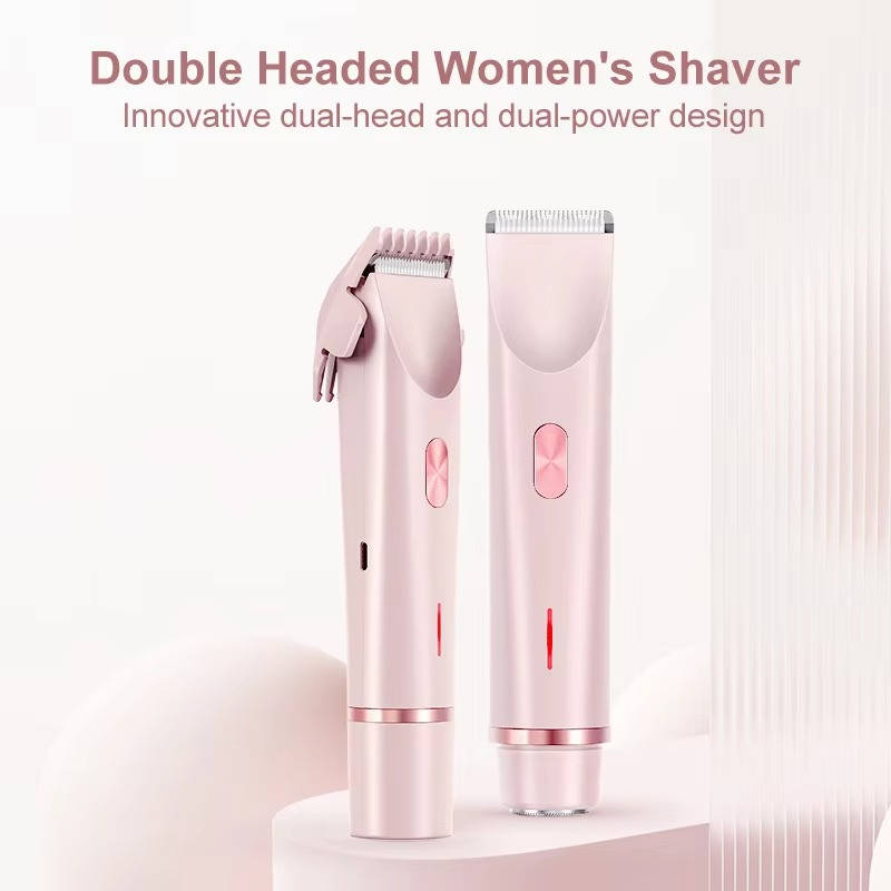 Painless Pubic Hair Trimmer with Dual Heads, Waterproof Design, and Whisper Quiet Operation for Smooth Skin