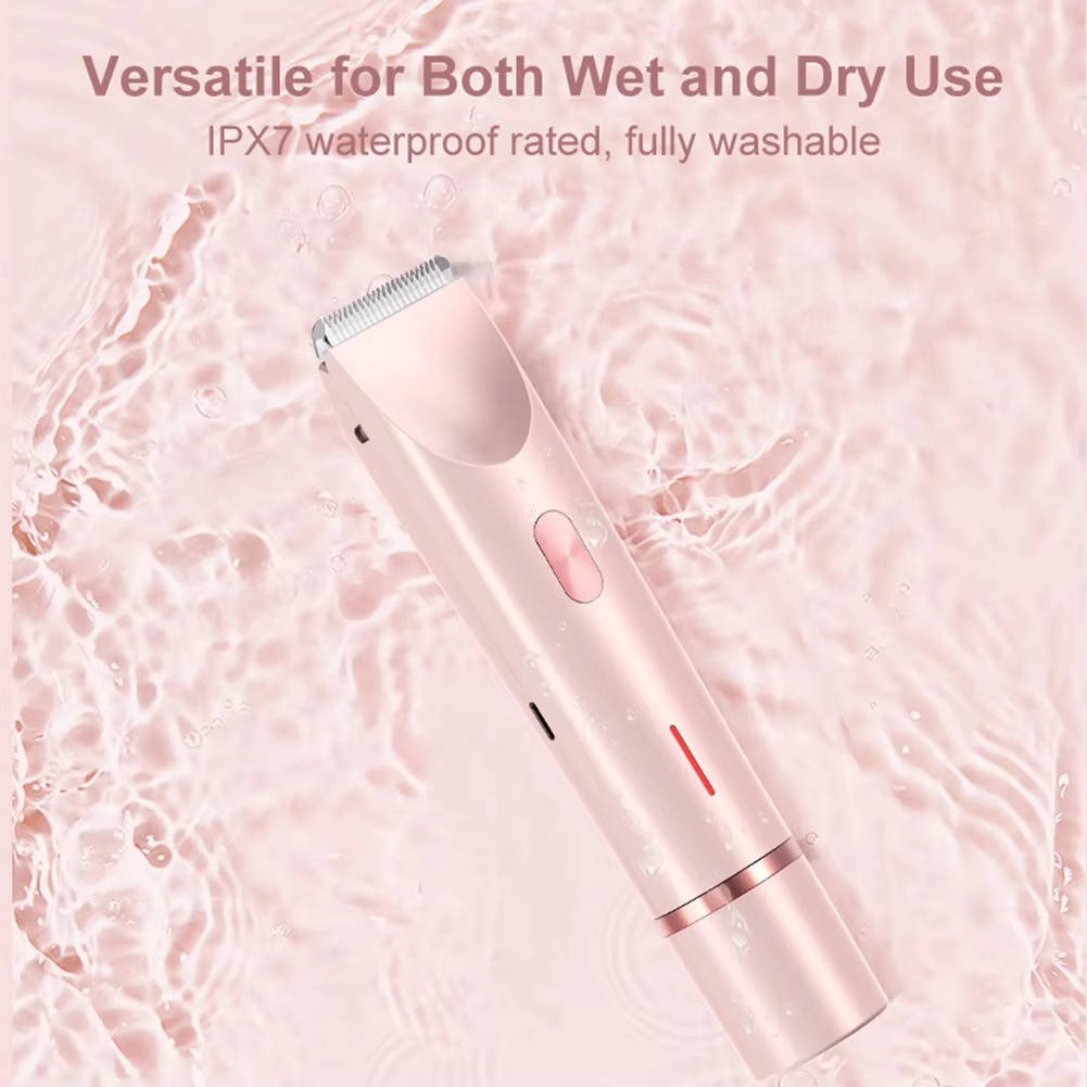 Painless Pubic Hair Trimmer with Dual Heads, Waterproof Design, and Whisper Quiet Operation for Smooth Skin