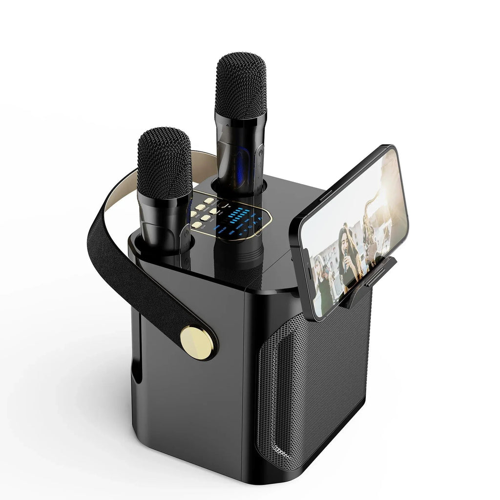 360° Sound Portable Karaoke Speaker System with Dual Wireless Microphones – Perfect for Indoor and Outdoor Parties