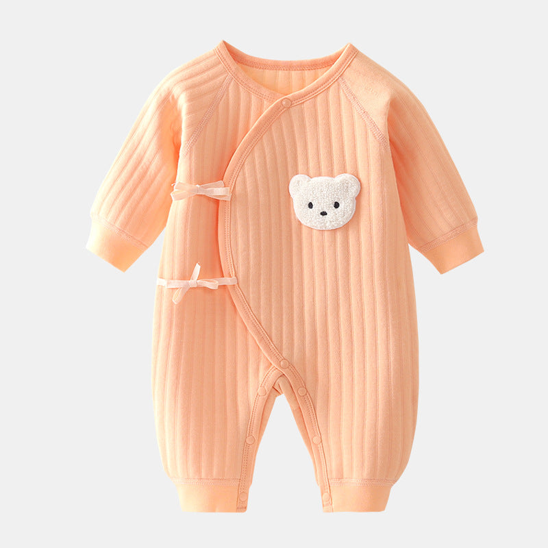 Bear Print Baby Romper for Spring and Autumn – Comfortable One-Piece Outfit for Infants and Toddlers