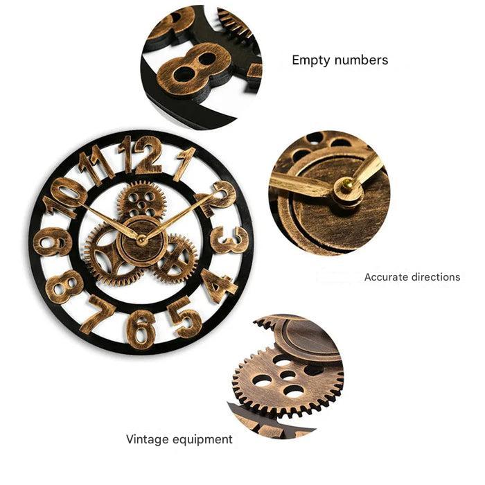 Vintage Industrial Wall Clock for Home Decor – Large Decorative Clock for Living Room, Kitchen and Office Interiors