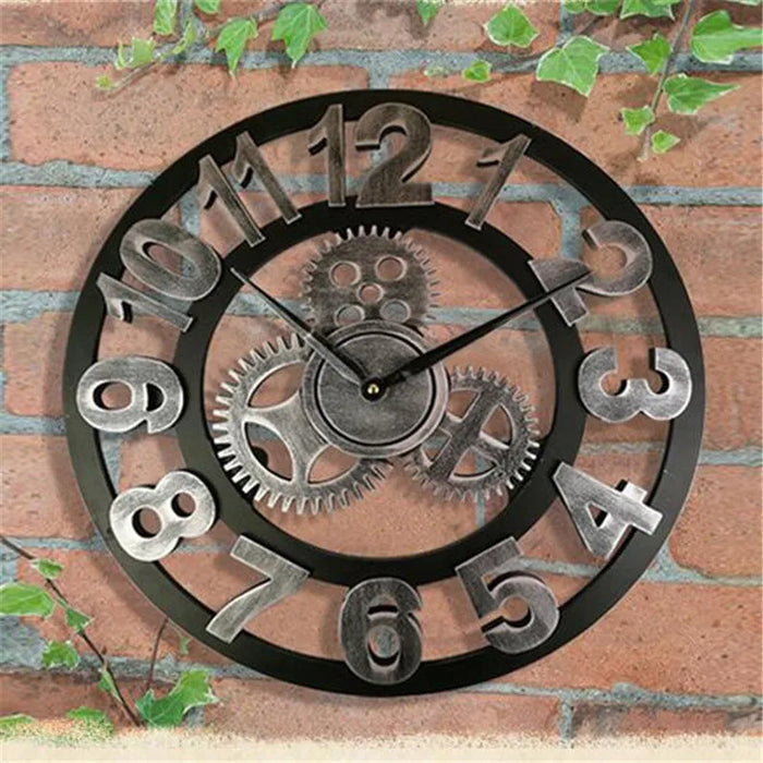 Vintage Industrial Wall Clock for Home Decor – Large Decorative Clock for Living Room, Kitchen and Office Interiors