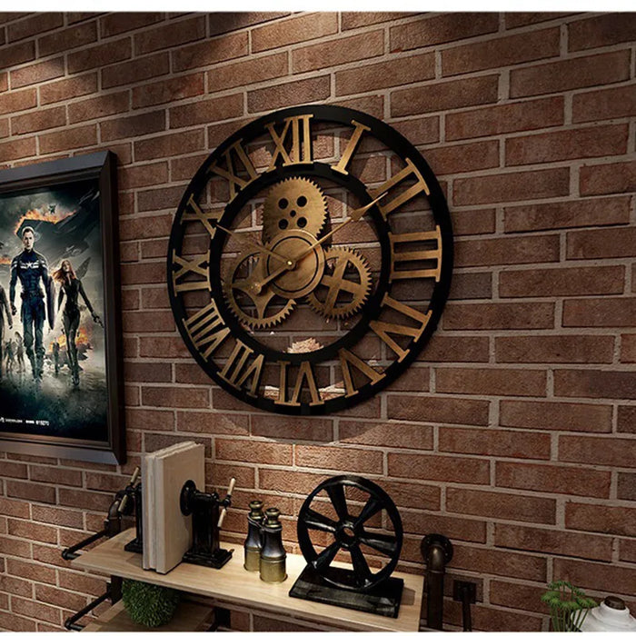 Vintage Industrial Wall Clock for Home Decor – Large Decorative Clock for Living Room, Kitchen and Office Interiors