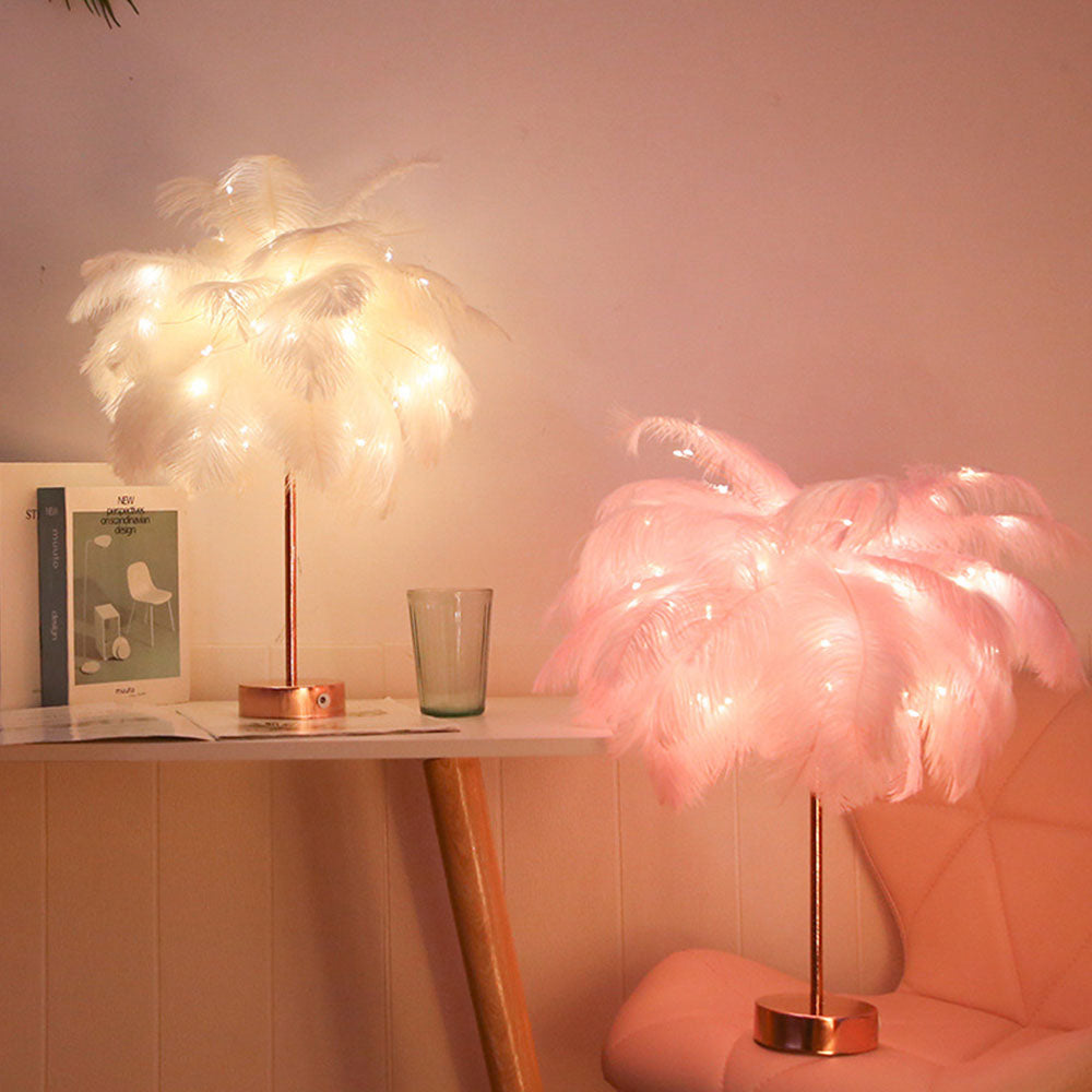 Soft Feather-Inspired Night Light for Bedroom and Living Room – Elegant Decorative Ambient Lamp with Stylish Base