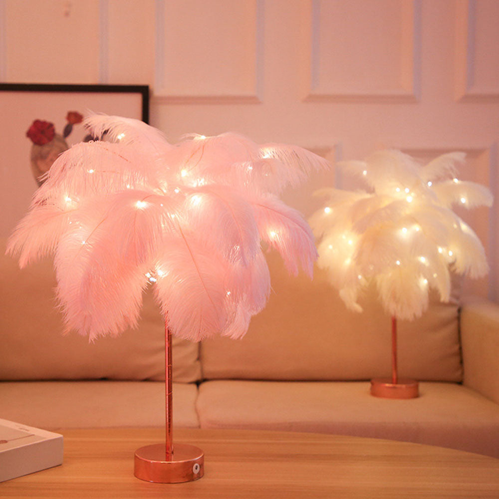 Soft Feather-Inspired Night Light for Bedroom and Living Room – Elegant Decorative Ambient Lamp with Stylish Base