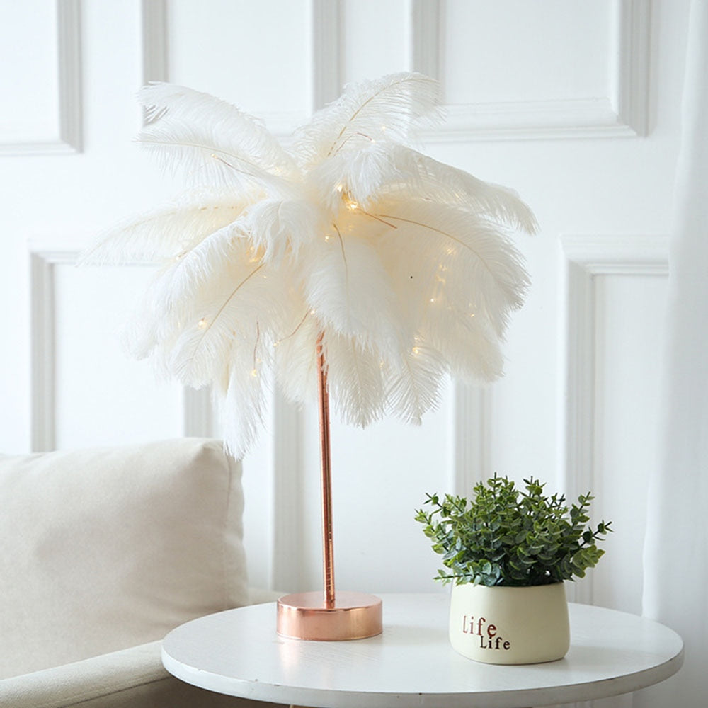Soft Feather-Inspired Night Light for Bedroom and Living Room – Elegant Decorative Ambient Lamp with Stylish Base