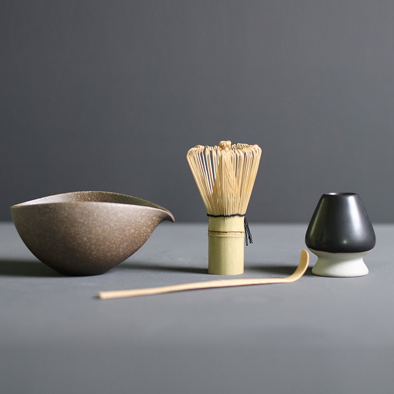 4-Piece Matcha Whisk Set for Traditional Tea Preparation – Complete Kit for Frothy Matcha and Daily Tea Rituals