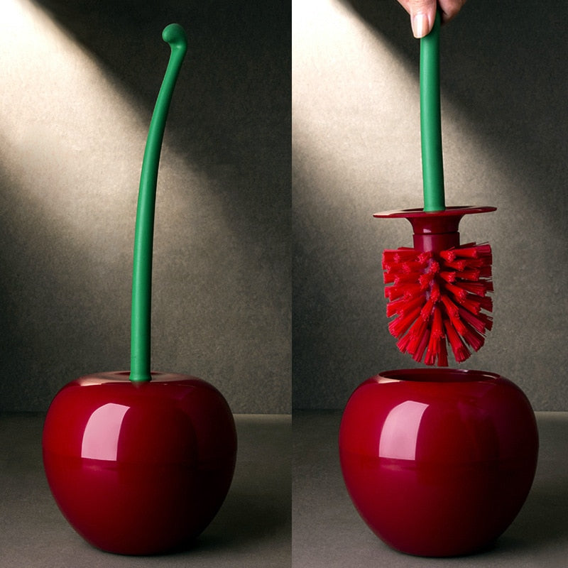 Cherry-Shaped Toilet Brush for Bathroom Cleaning – Decorative Hygienic Brush with Holder for Modern Bathrooms