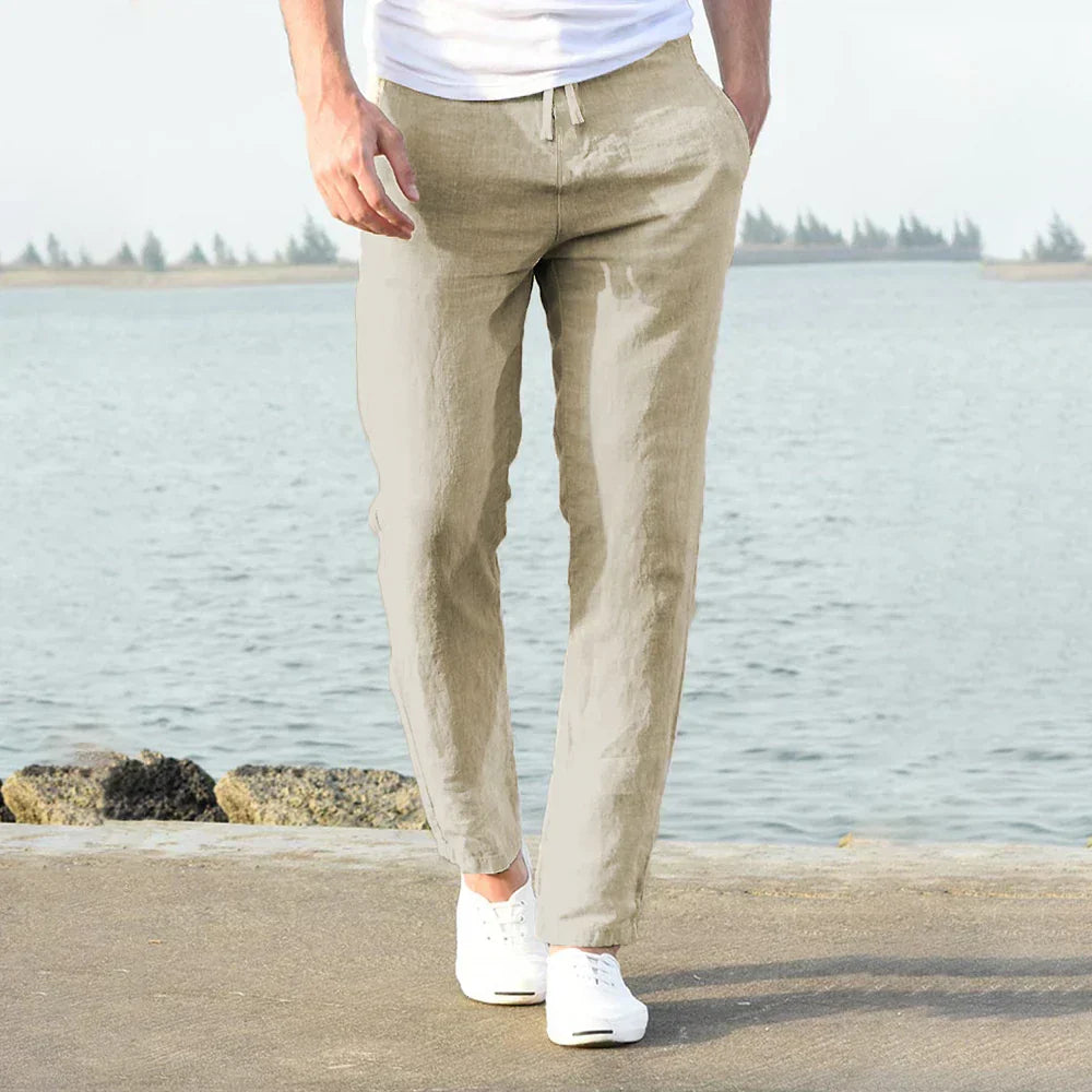 Men’s Breathable Linen-Style Pants for Summer – Lightweight Trousers for Holidays, Travel and Everyday Wear