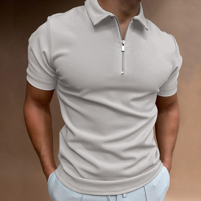 Zane Corvin. – Men’s Fitted Polo Shirt with Zip Collar