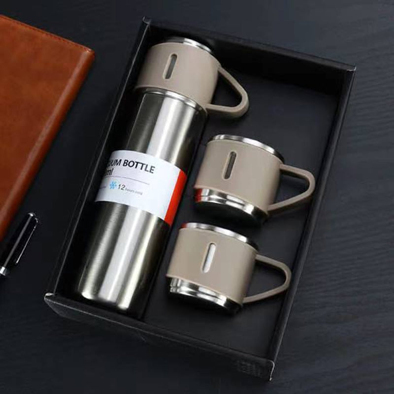Portable Insulated Thermos Flask – 12-Hour Temperature Retention with Cup-Style Lid