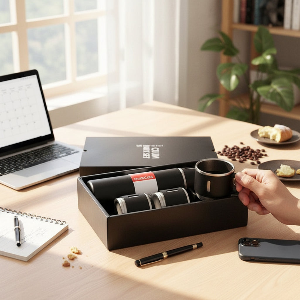 Portable Insulated Thermos Flask – 12-Hour Temperature Retention with Cup-Style Lid