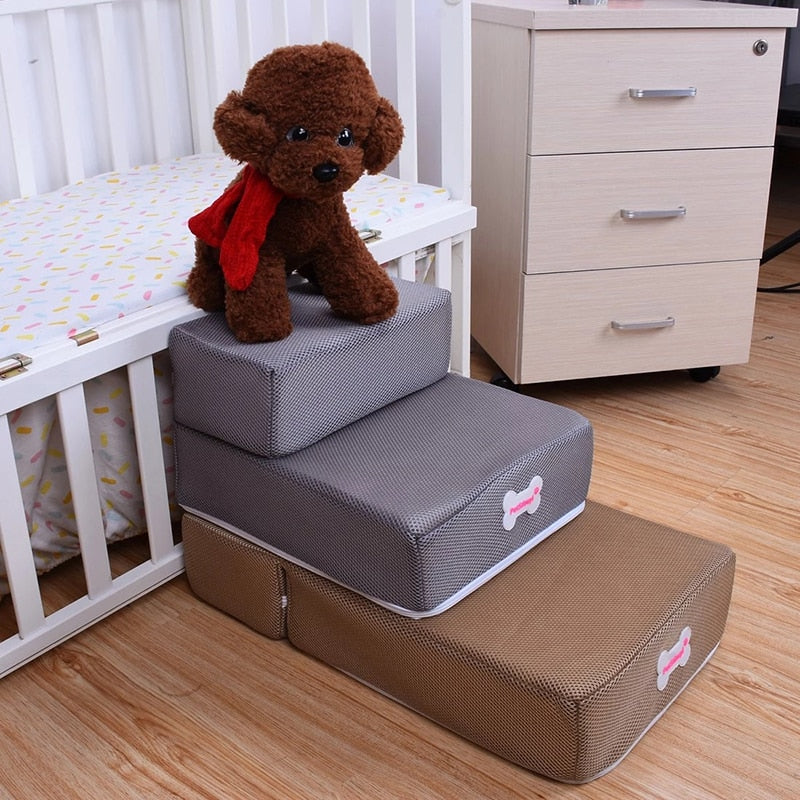 Non-Slip Pet Ladder with Two Levels – Safe Access Steps for Small Pets to Beds, Sofas and Furniture