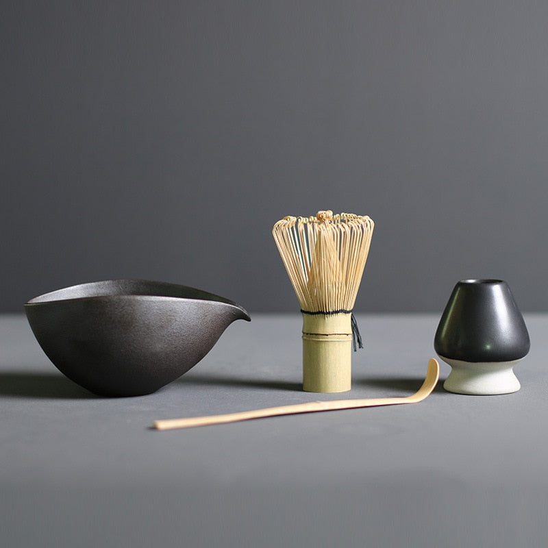 4-Piece Matcha Whisk Set for Traditional Tea Preparation – Complete Kit for Frothy Matcha and Daily Tea Rituals