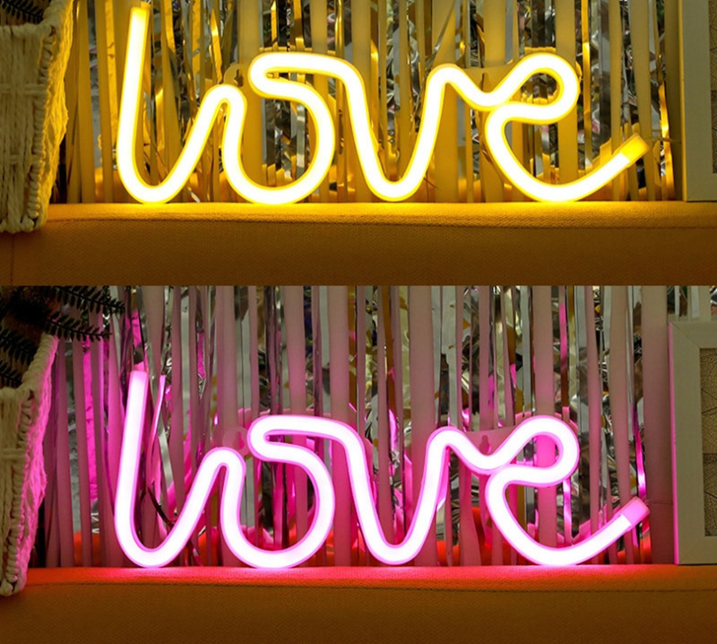 Neon Wall Light with Romantic Lettering – LED Decorative Sign for Bedroom, Living Room and Special Occasions