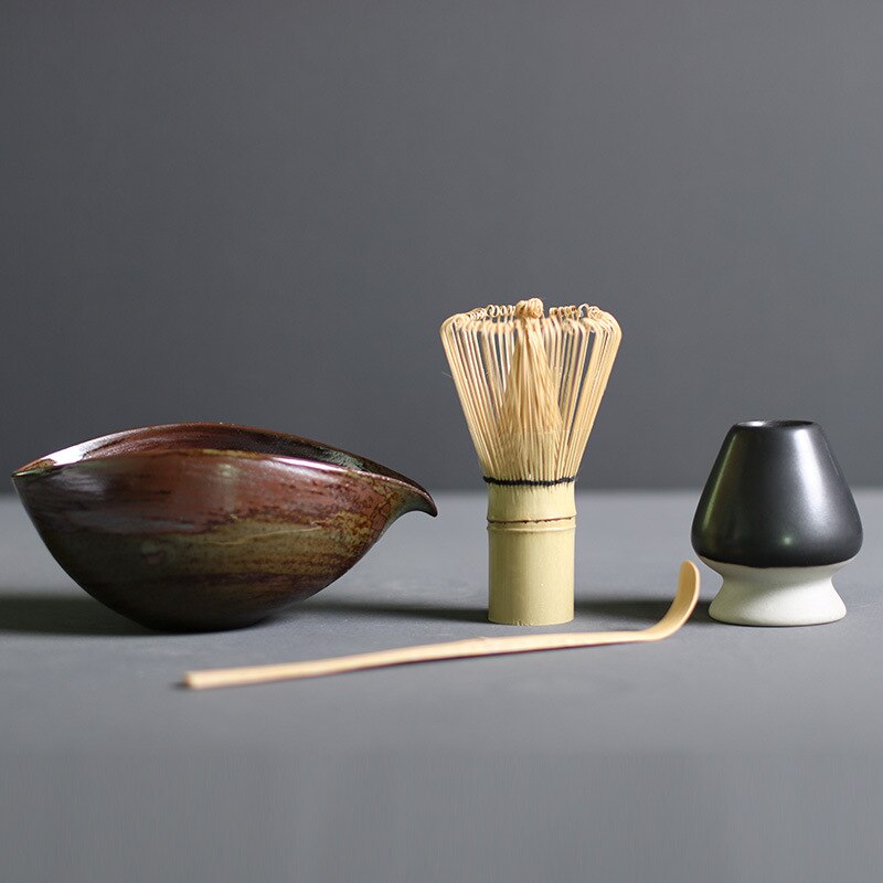 4-Piece Matcha Whisk Set for Traditional Tea Preparation – Complete Kit for Frothy Matcha and Daily Tea Rituals