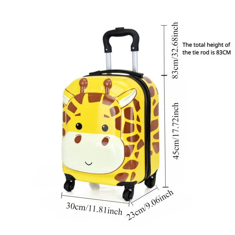 Cartoon Animal Children’s Suitcase for Travel – Lightweight Rolling Luggage for Kids, Holidays and Sleepovers
