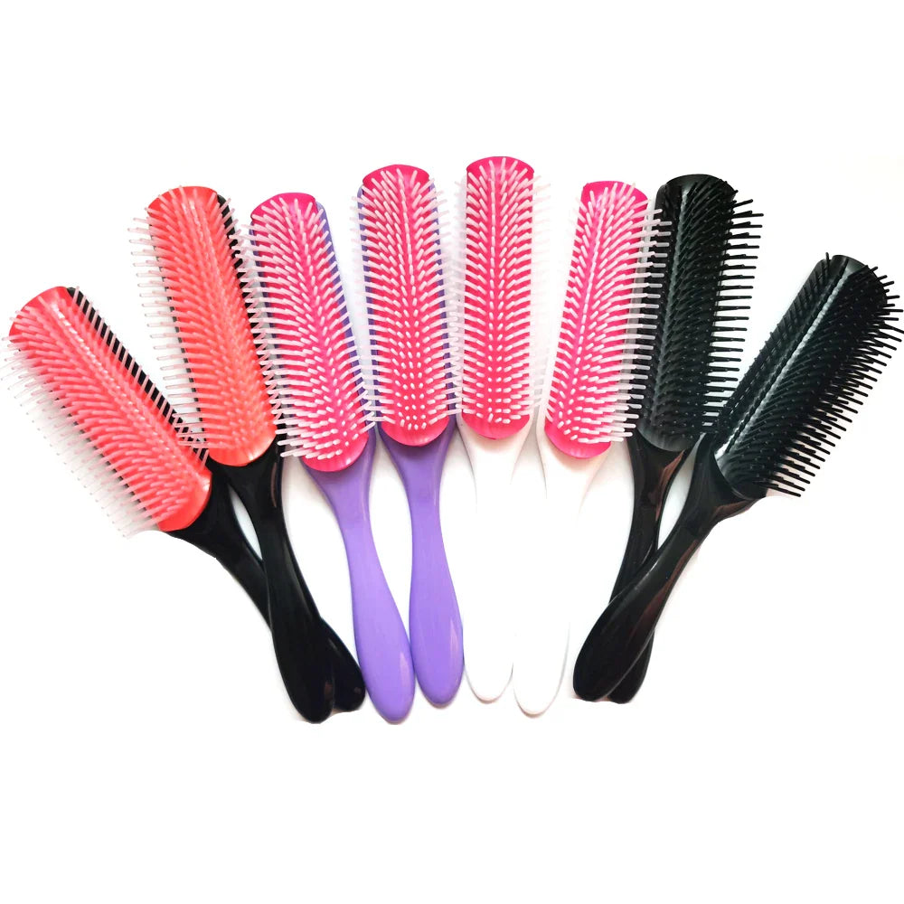 9-Row Detangling Hair Brush for Straight and Curly Hair – Effortless Styling Tool for Wet and Dry Hair Care
