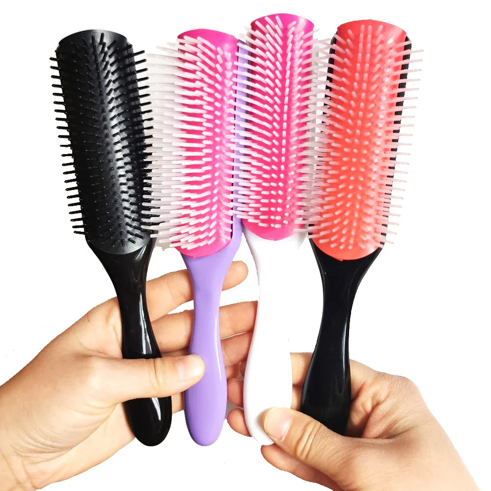 9-Row Detangling Hair Brush for Straight and Curly Hair – Effortless Styling Tool for Wet and Dry Hair Care