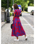 Floral V-Neck Midi Wrap Dress for Women – Elegant Everyday Dress for Work, Holidays and Casual Occasions