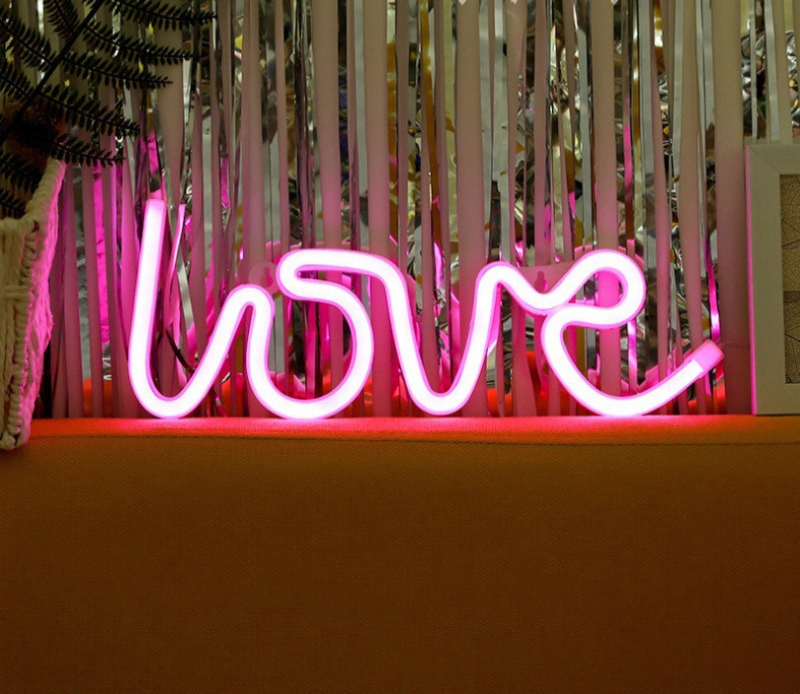 Neon Wall Light with Romantic Lettering – LED Decorative Sign for Bedroom, Living Room and Special Occasions