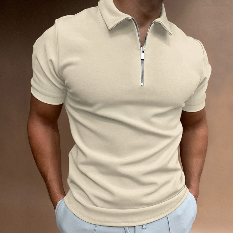 Zane Corvin. – Men’s Fitted Polo Shirt with Zip Collar