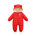 Winter Baby Romper with Bear Ears – Warm One-Piece Outfit for Newborns and Infants in Cold Weather