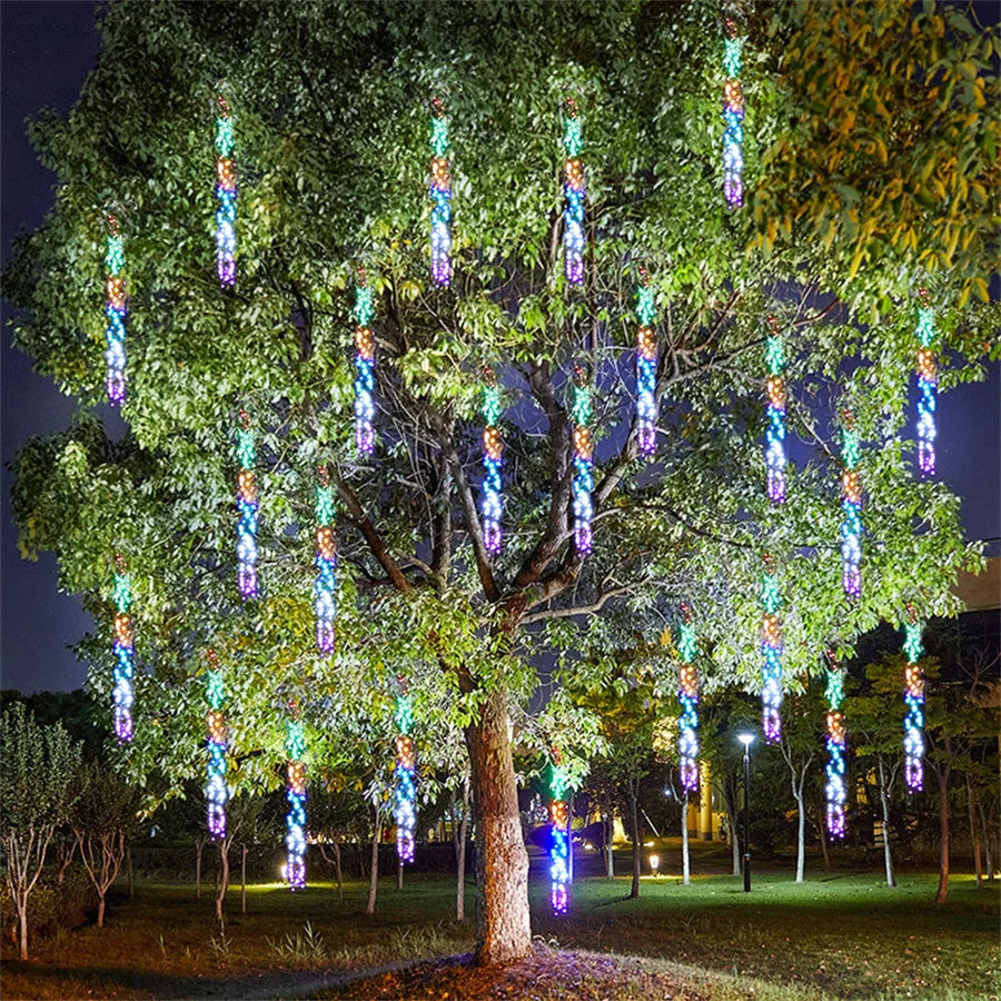 LED Meteor Shower Outdoor Lights for Garden and Facade Decor – Falling Rain Effect Lighting for Festive and Seasonal Displays