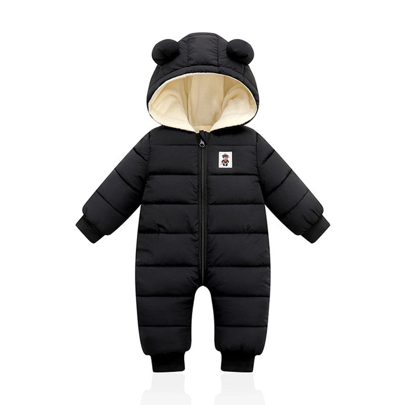 Winter Baby Romper with Bear Ears – Warm One-Piece Outfit for Newborns and Infants in Cold Weather