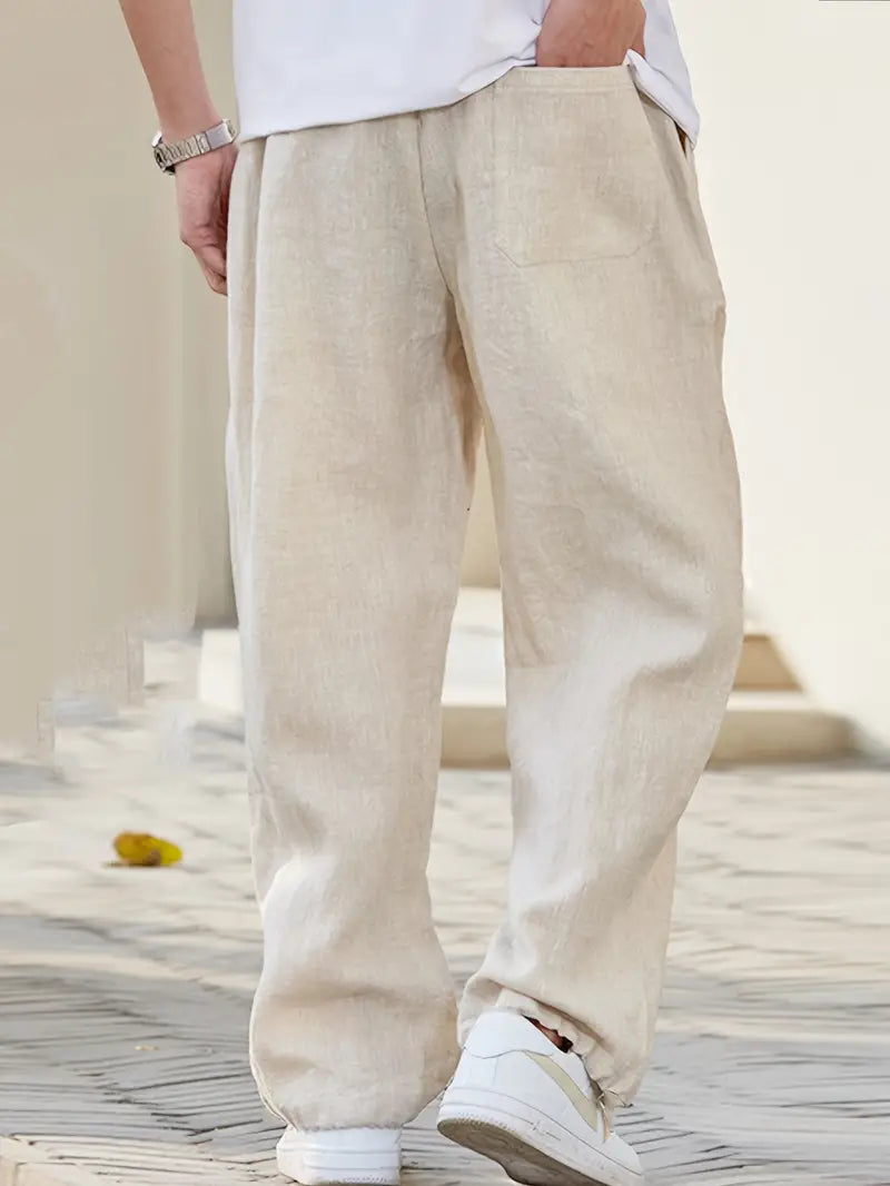 Men’s Relaxed Fit Linen-Style Pants – Lightweight Trousers for Summer Outfits, Holidays and Everyday Wear
