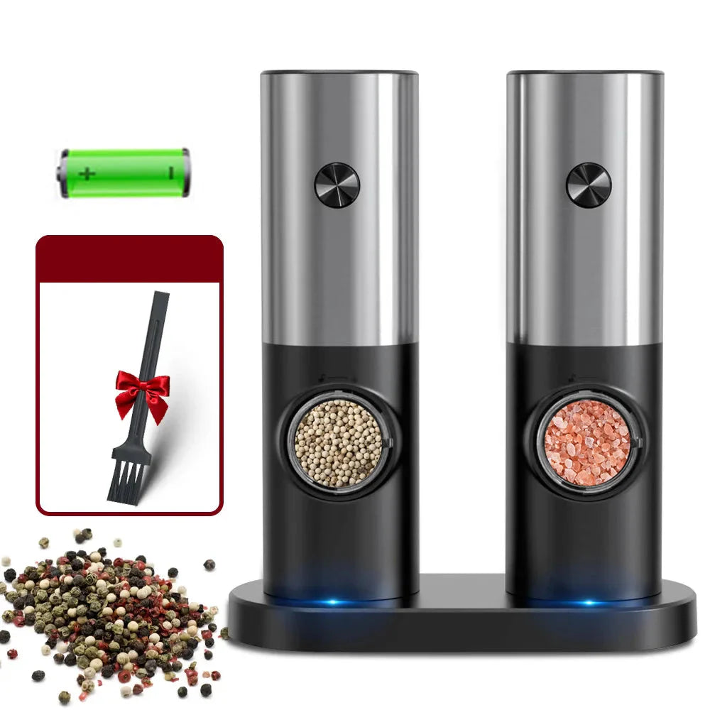 Electric Salt and Pepper Mill Set for Kitchen Use – Automatic Seasoning Grinders for Cooking, Dining and Everyday Meals