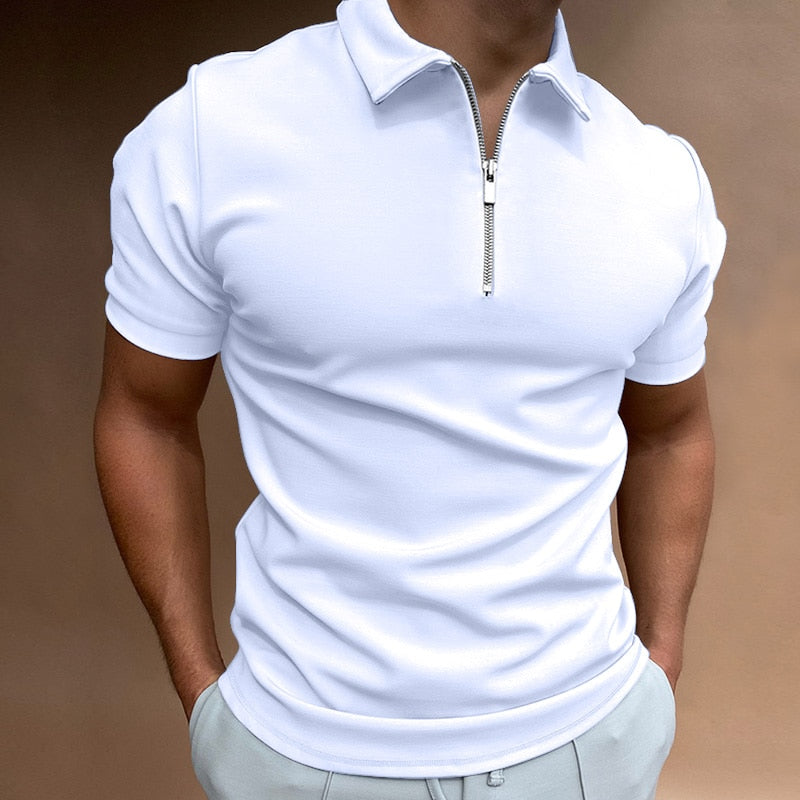 Zane Corvin. – Men’s Fitted Polo Shirt with Zip Collar
