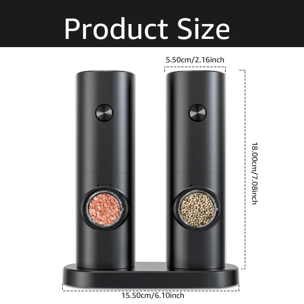 Electric Salt and Pepper Mill Set for Kitchen Use – Automatic Seasoning Grinders for Cooking, Dining and Everyday Meals