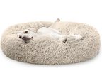 Round Plush Dog Bed for Ultimate Comfort – Calming Soft Pet Bed for Small and Large Dogs
