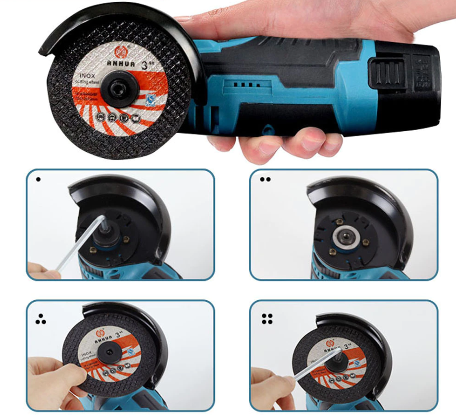 Powerful Cordless Angle Grinder – 800W Handheld Grinder with 19500 RPM & Extra Discs | Compact Multi-Purpose Tool for DIY Cutting & Grinding