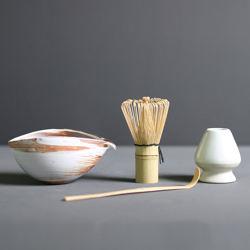 4-Piece Matcha Whisk Set for Traditional Tea Preparation – Complete Kit for Frothy Matcha and Daily Tea Rituals