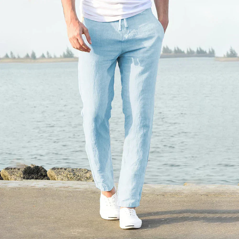 Men’s Breathable Linen-Style Pants for Summer – Lightweight Trousers for Holidays, Travel and Everyday Wear