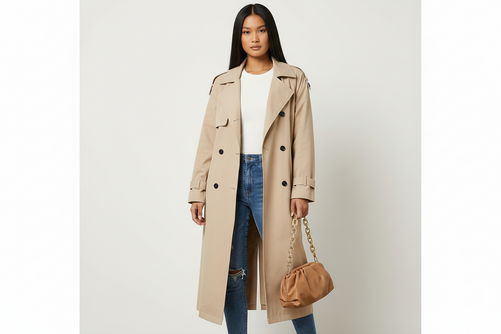 Long Elegant Women’s Trench Coat for Everyday Wear – Stylish Outerwear for Work, Travel and Seasonal Outfits