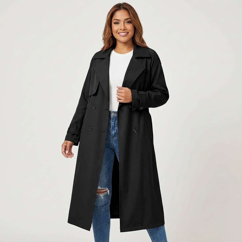 Long Elegant Women’s Trench Coat for Everyday Wear – Stylish Outerwear for Work, Travel and Seasonal Outfits