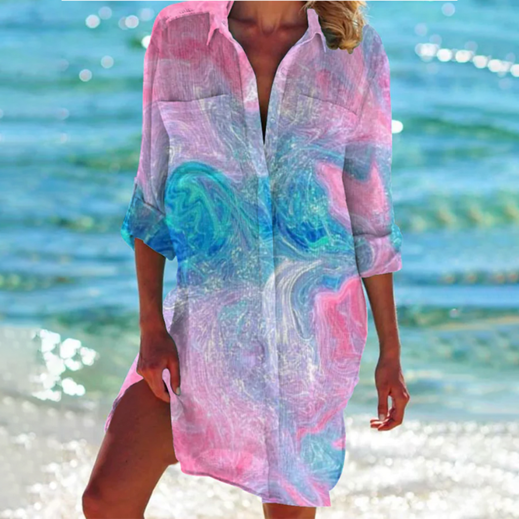 Women’s Loose Fit Summer Shirt with Pockets – Button-Up Collared Top for Casual Wear, Work and Warm Weather Outfits
