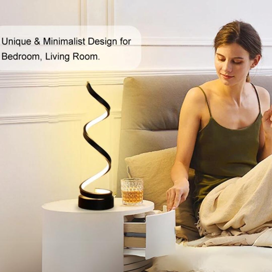Spiral LED Table Lamp with Adjustable Brightness – Modern Decorative Lighting for Living Room, Bedroom and Office