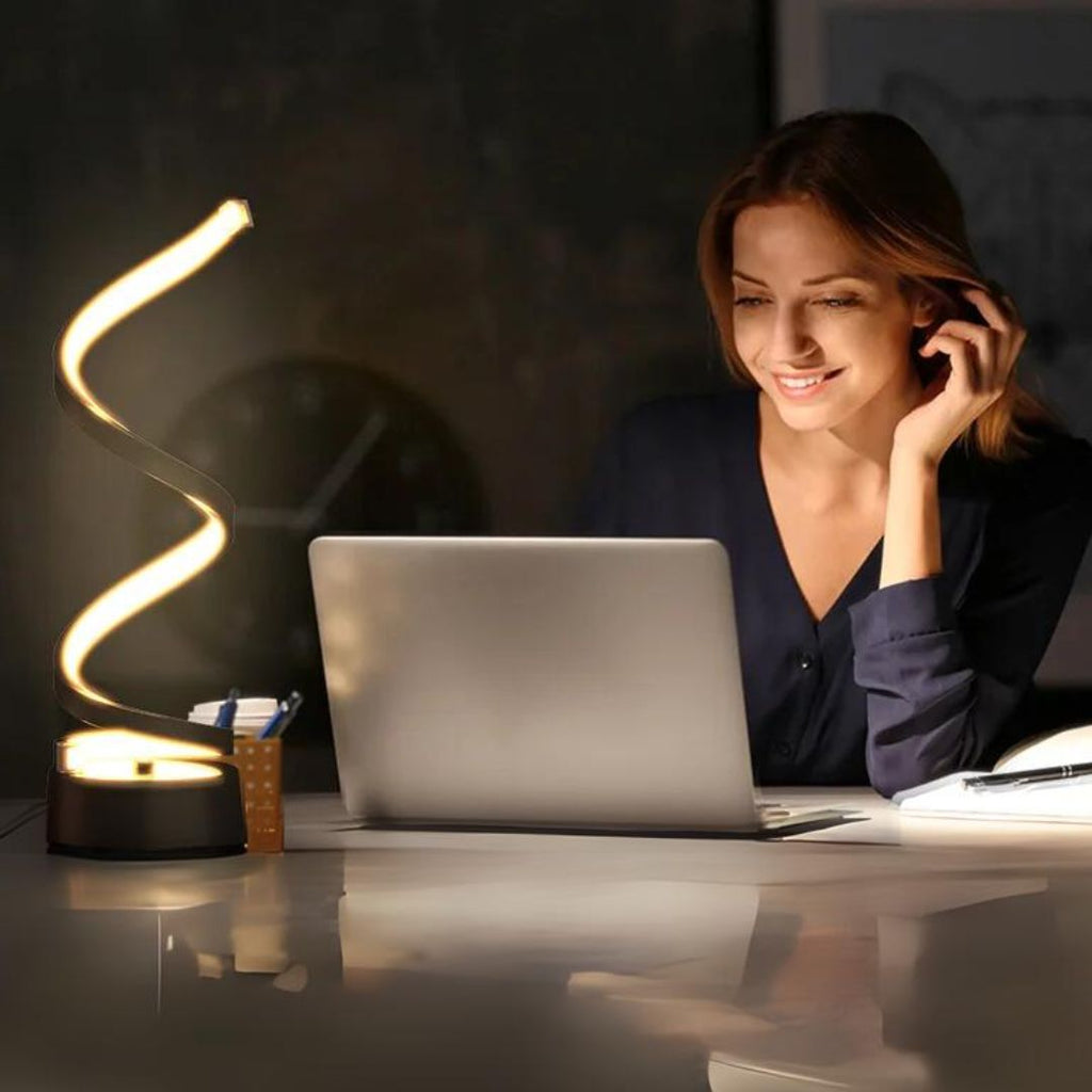 Spiral LED Table Lamp with Adjustable Brightness – Modern Decorative Lighting for Living Room, Bedroom and Office