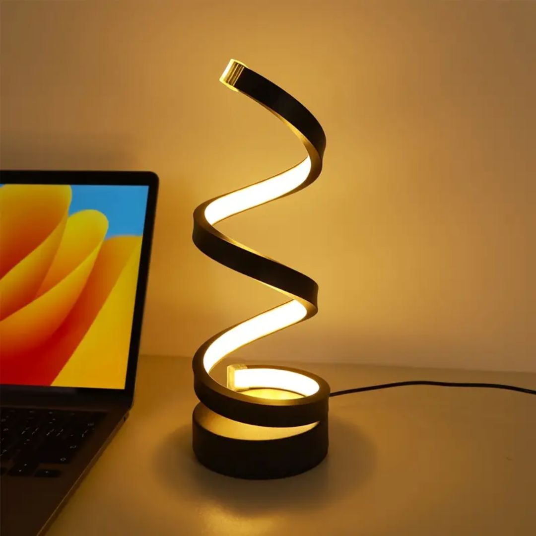 Spiral LED Table Lamp with Adjustable Brightness – Modern Decorative Lighting for Living Room, Bedroom and Office