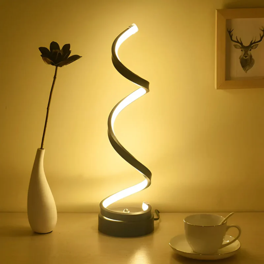 Adjustable Spiral Table Lamp for Modern Interiors – Dimmable LED Accent Lighting for Living Room, Bedroom and Desk Use