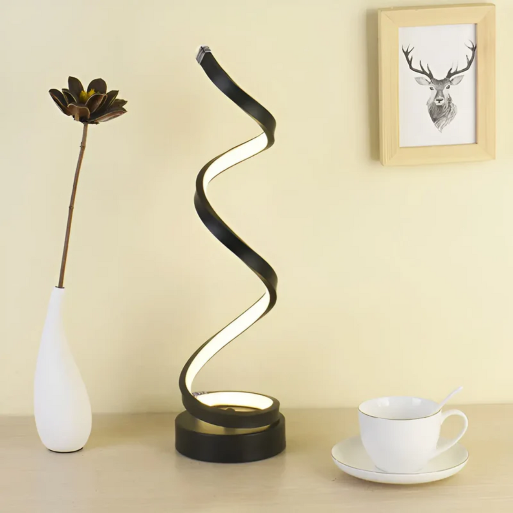 Adjustable Spiral Table Lamp for Modern Interiors – Dimmable LED Accent Lighting for Living Room, Bedroom and Desk Use
