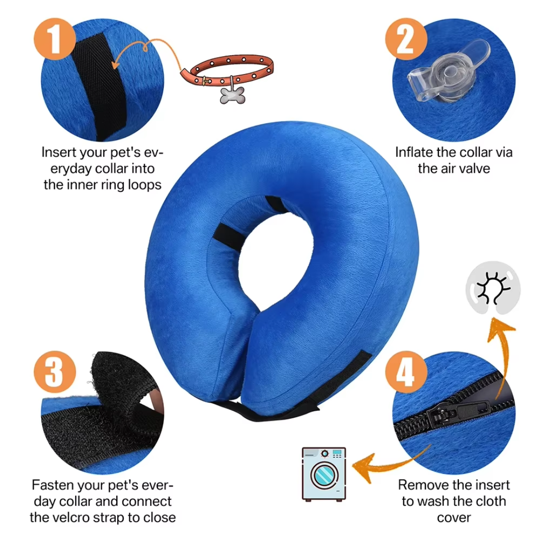 Inflatable Dog Recovery Collar for Post-Surgery Protection – Soft Comfortable Alternative to Cone for Pets