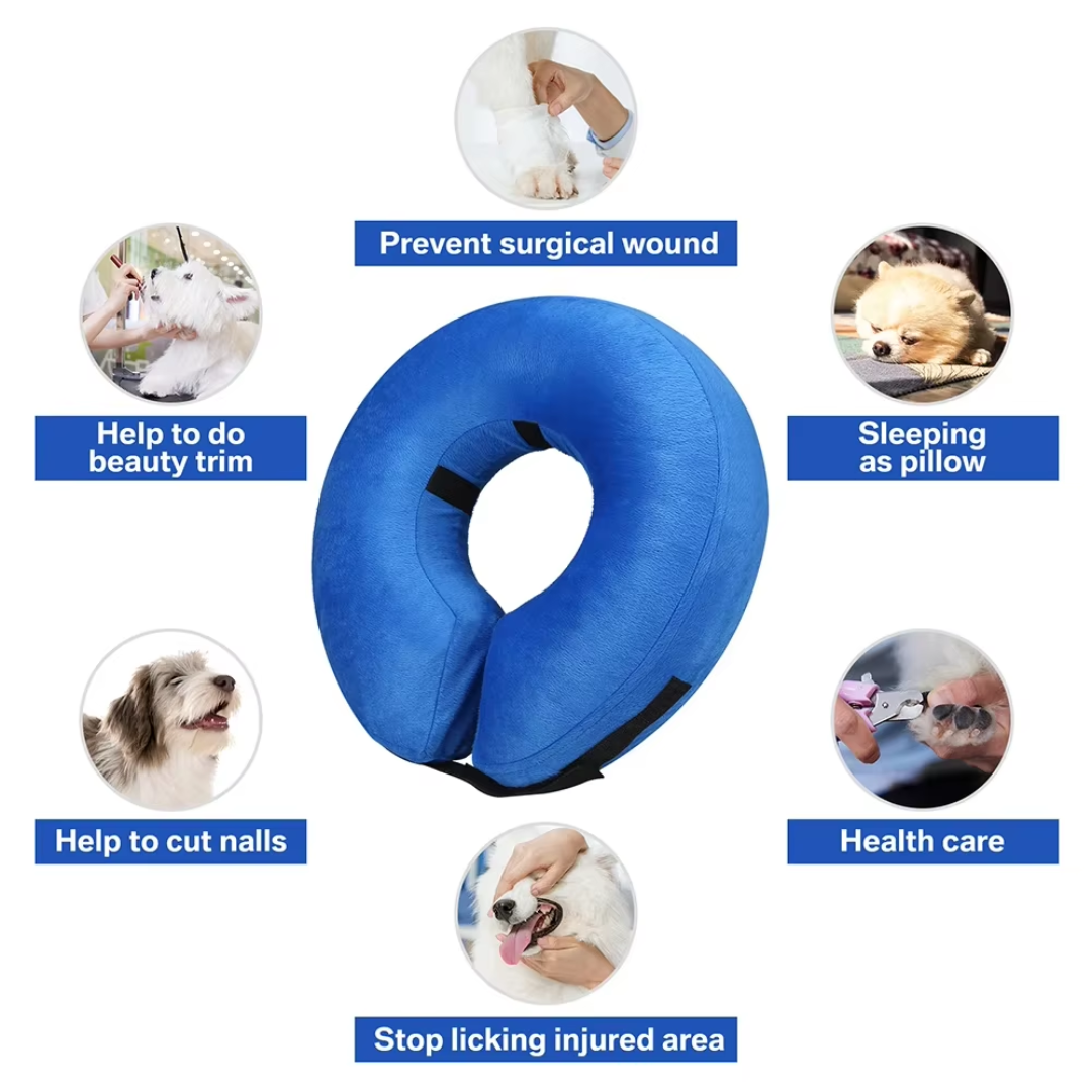 Inflatable Dog Recovery Collar for Post-Surgery Protection – Soft Comfortable Alternative to Cone for Pets